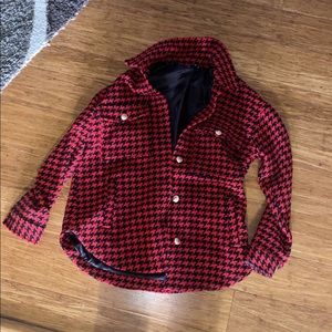 Small oversized red and black shacket